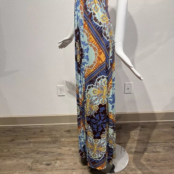 SKY Halter Top Maxi Dress, Slinky Fit Brightly Printed Summer Dress Size Small - Picture 7 of 14